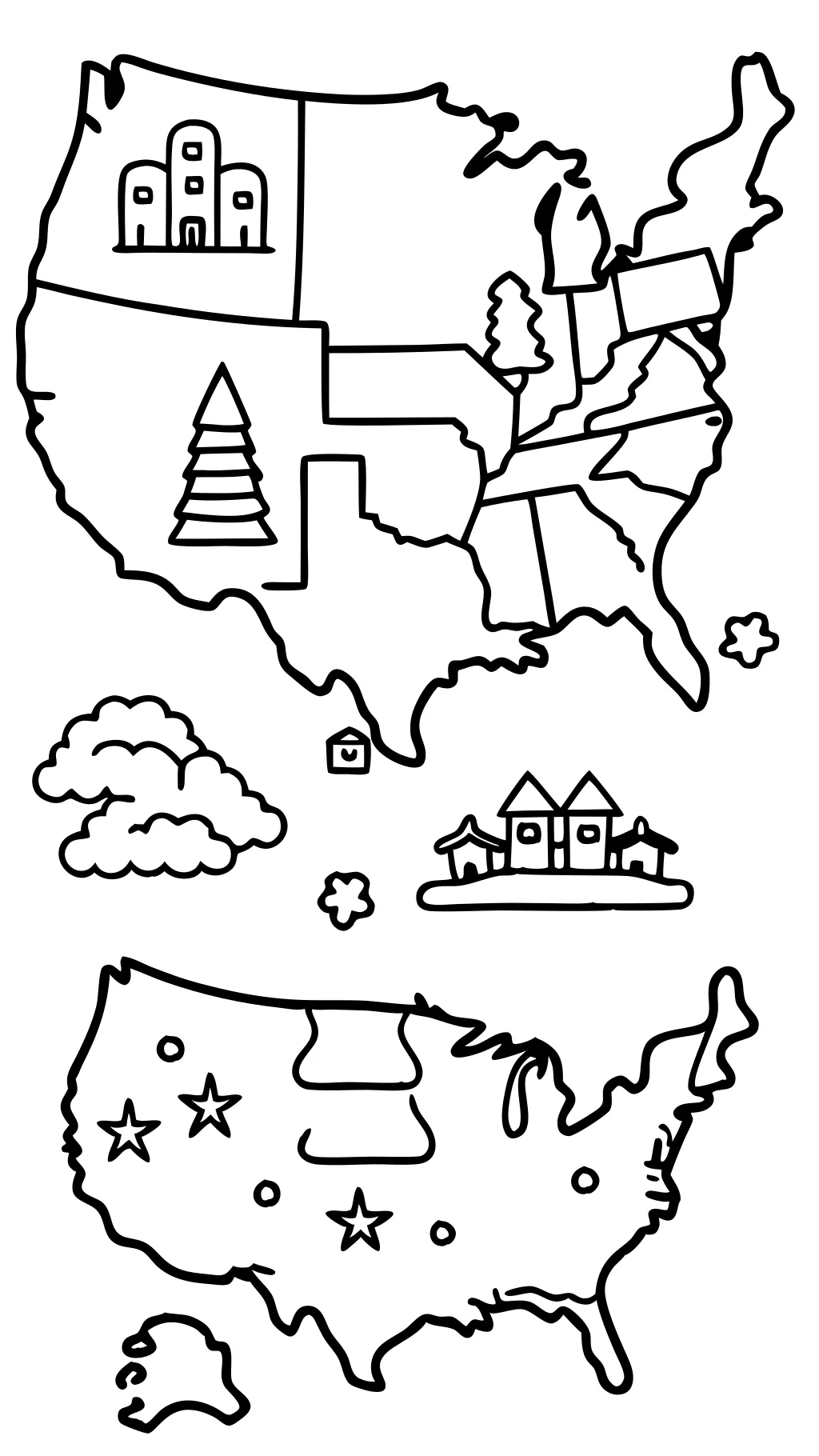 coloring page of united states map